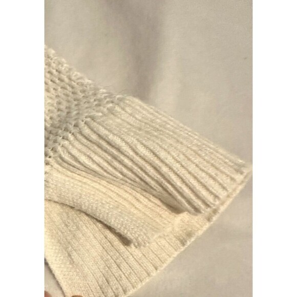 LOFT Basketweave Pointelle Shirttail Sweater - Cream/Ivory - Size Large - Picture 4 of 13